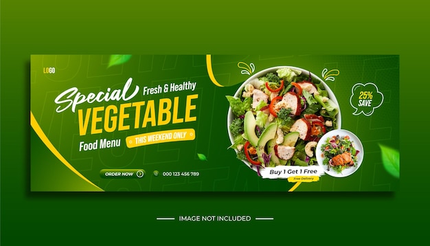 Gezonde groentevoeding menupromotie en sociale media facebook omslagontwerpsjabloon