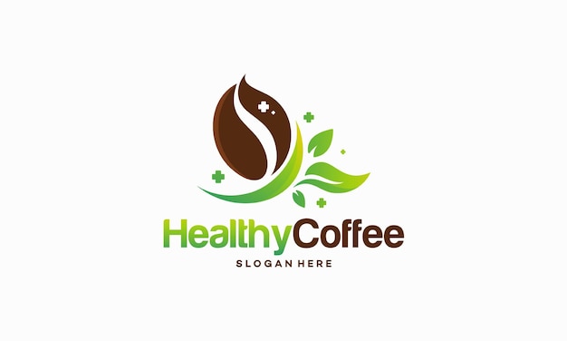 Gezonde koffie logo ontwerpen concept, natuurlijke koffie logo ontwerpen vector