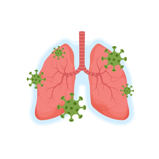 Gezonde longen menselijk intern orgaan. Virusbescherming. Schild concept. Ademhalingssysteem. Vector.
