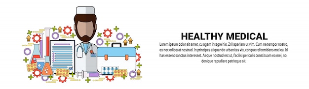 Gezonde medische geneeskunde Concept sjabloon voor horizontale spandoek