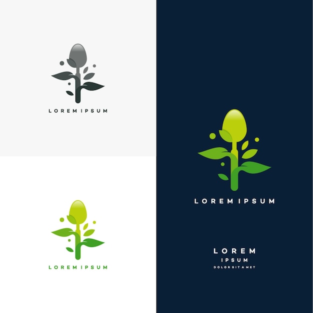 Gezonde natuur voedsel logo ontwerpen concept vector, vegetarisch voedsel symbool Creatief logo