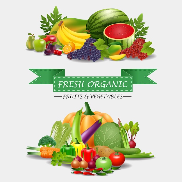 Gezonde voeding Fruit en groente illustratie