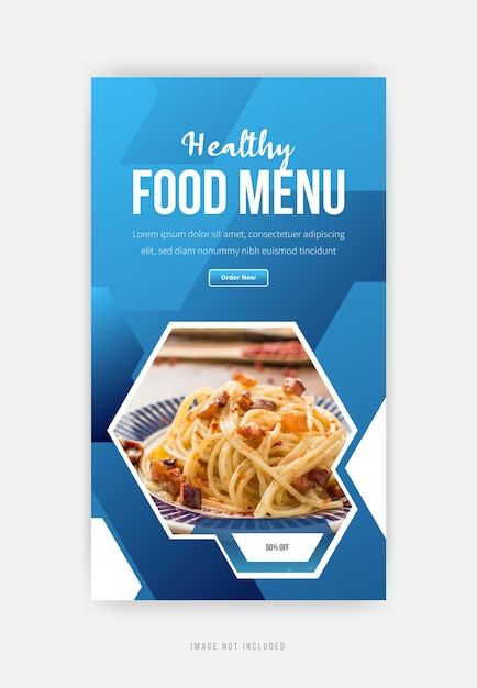 Gezonde voeding menu Instagram verhaal ontwerp premium vector