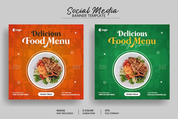 Gezonde voeding menupromotie en social media facebook-bannersjabloon