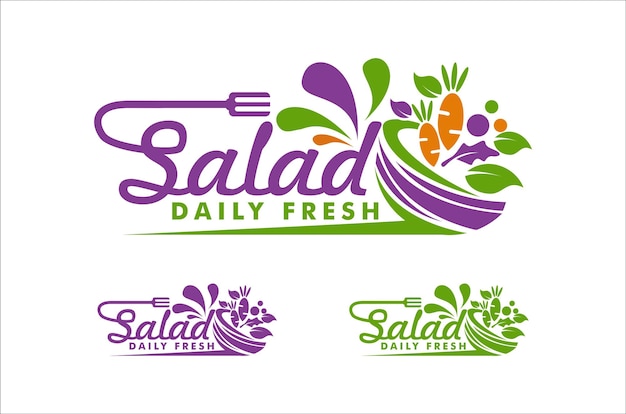 gezonde voeding salade logo typografie voor een saladebar bedrijfslogo gezonde voeding menu