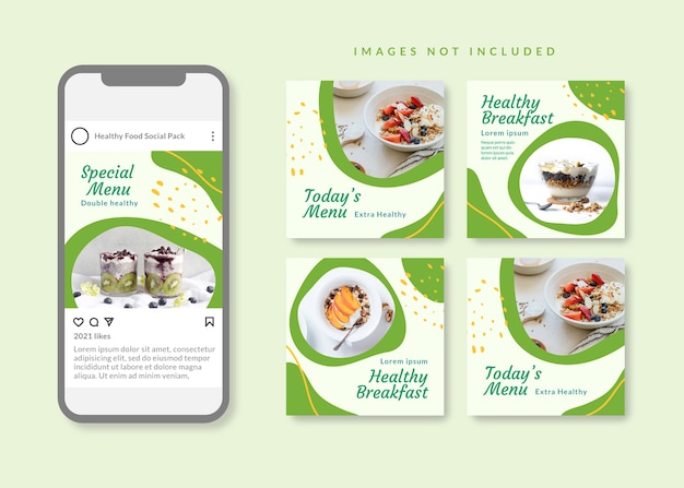 Gezonde voeding schoon en eenvoudig vierkant social media-sjabloon
