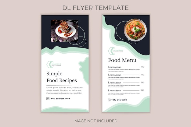 Gezonde voedingsmiddelen en restaurants marketing rack kaart of dl flyer sjabloon