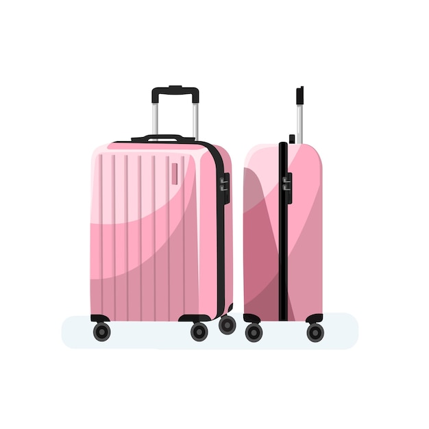 Gezonderde roze koffers set Bagage vector illustratie