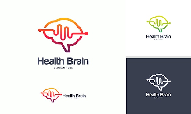 Gezondheid Brain logo ontwerpt concept vector, Brain Pulse logo, Brain Vibe logo sjabloon vector