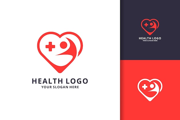 Vector gezondheid logo concept met mensen op liefde en kruis symbool