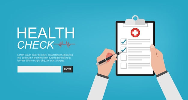 Gezondheidscontroleconcept, de arts vult checkboxrapport in