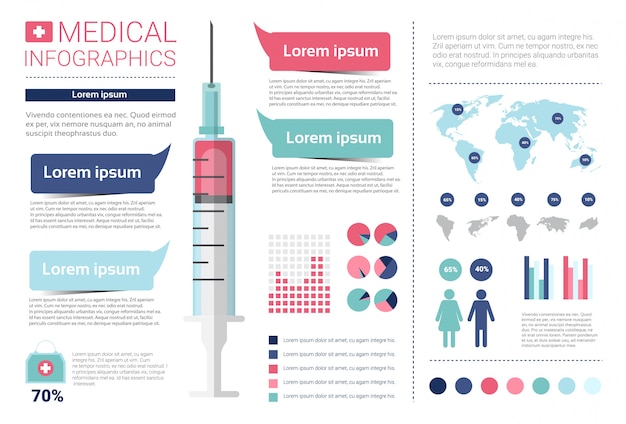 Gezondheidsgeneeskunde infographics informatiebanner met exemplaarruimte