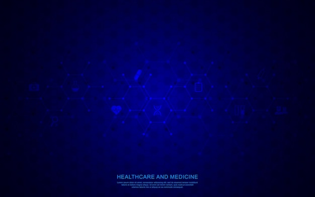 Gezondheidszorg en technologieconcept met vlakke pictogrammen en symbolen