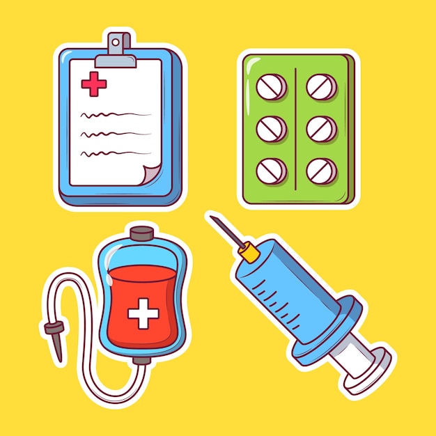 Gezondheidszorg handgetekende cartoon icoon sticker doodle coloring