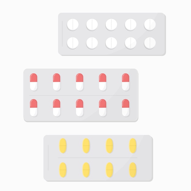 Gezondheidszorg medicijnen in cartoon-stijl. Geïsoleerde vector illustratie set.