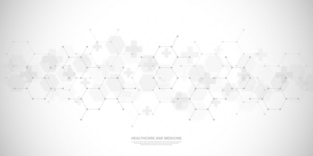 Gezondheidszorg medische achtergrond met zeshoeken patroon en kruisen