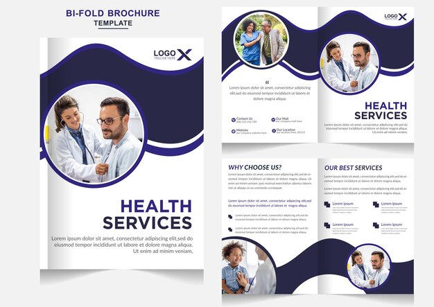 Vector gezondheidszorg medische bifold zakelijke brochure bedrijfsprofiel ontwerp