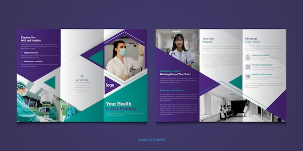 Gezondheidszorg of medische driebladige brochure premium