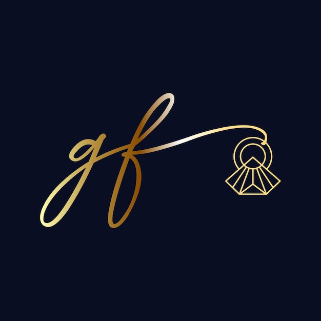 GF eerste logo bruiloft handschrift sieraden logo vector sjabloon