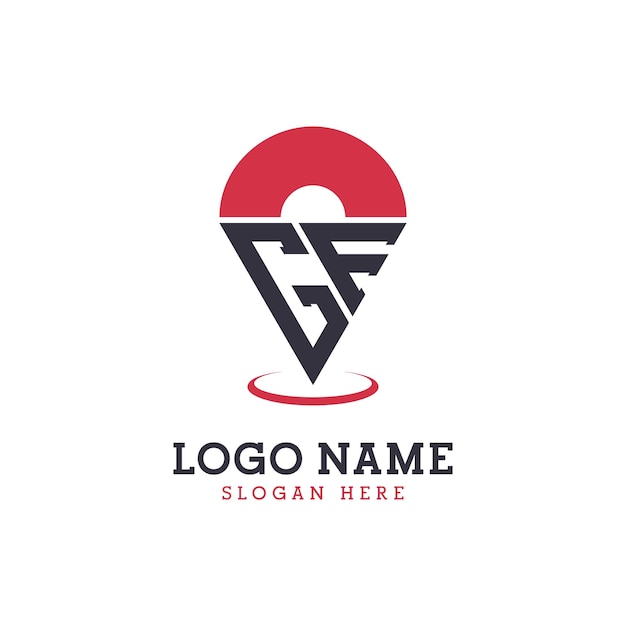 GF Location Icon Design ナビゲーションマップアプリとロケーションベースのビジネスのための近代的なGFピンポイントロゴ