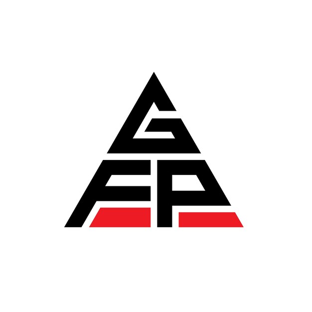 GFP треугольная буква дизайн логотипа с треугольной формой GFP триугольная конструкция логотипа монограмма GFP трехугольный вектор логотипа шаблон с красным цветом GFP трехкутный логотип простой элегантный и роскошный логотип
