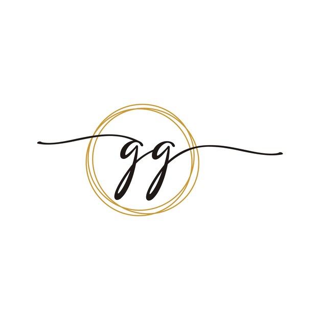 GG Initial Script Letter Beauty Logo Template