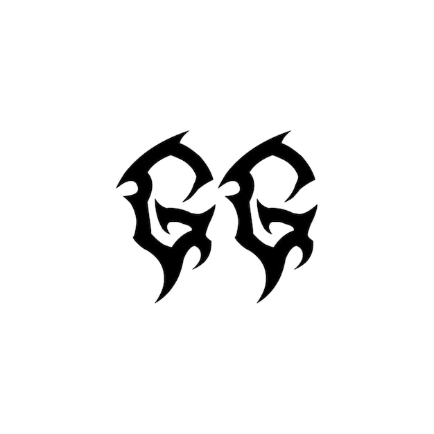 GGモノグラムロゴデザイン文字テキスト名シンボルモノクロロゴタイプアルファベット文字シンプルロゴ