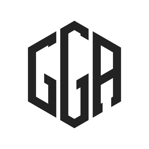 GGA ロゴ デザイン イニシャルレター GGA モノグラム ロゴ ヘクサゴン形