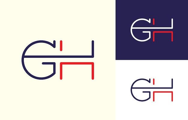 GH brief logo en alfabet ontwerp
