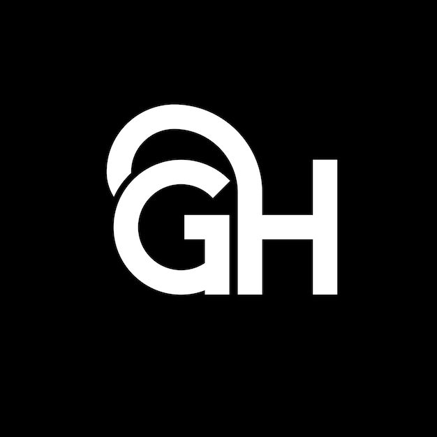 검은색 바탕에 GH 글자 로고 디자인, GH 크리에이티브 이니셜, GH 글자 콘셉트, LG 글자 디자인, LG 흑색 바탕에 WHITE 글자 디자인