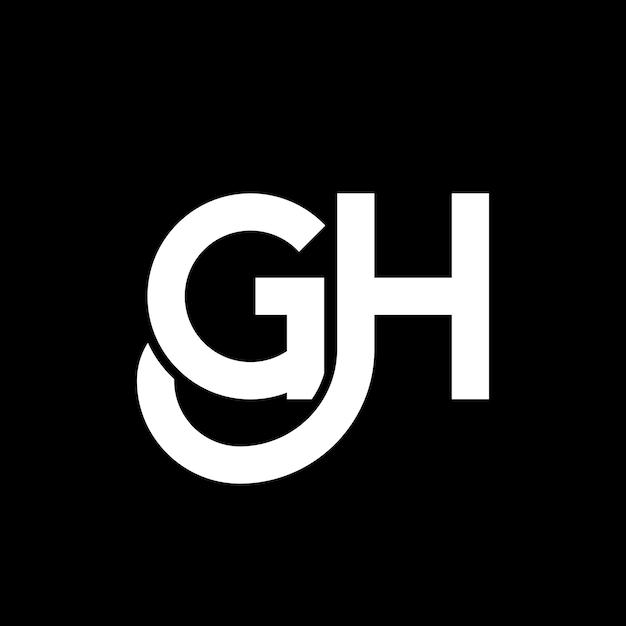 검은색 바탕에 GH 글자 로고 디자인, GH 크리에이티브 이니셜, GH 글자 콘셉트, LG 글자 디자인, LG 흑색 바탕에 WHITE 글자 디자인