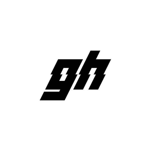 GH モノグラムロゴ デザイン文字 テキスト名 シンボル モノクロロゴタイプ アルファベット文字 シンプルロゴ