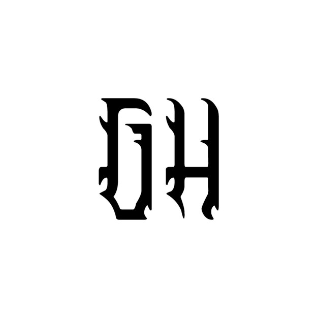 GH モノグラムロゴ デザイン文字 テキスト名 シンボル モノクロロゴタイプ アルファベット文字 シンプルロゴ