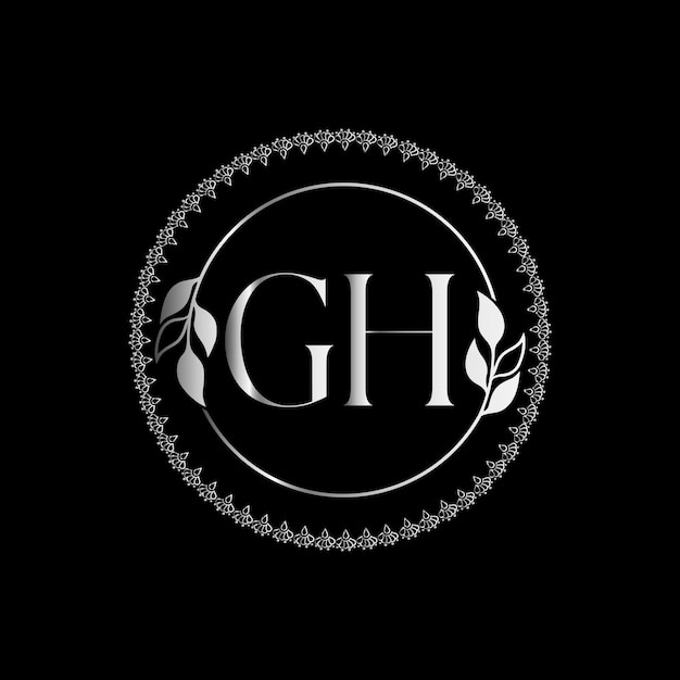 Логотип GH Monogram для празднования, ювелирной свадьбы, поздравительной открытки, приглашения Vector Template