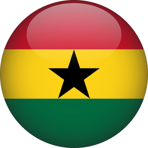 Ghana 3D Rounded Flag Button