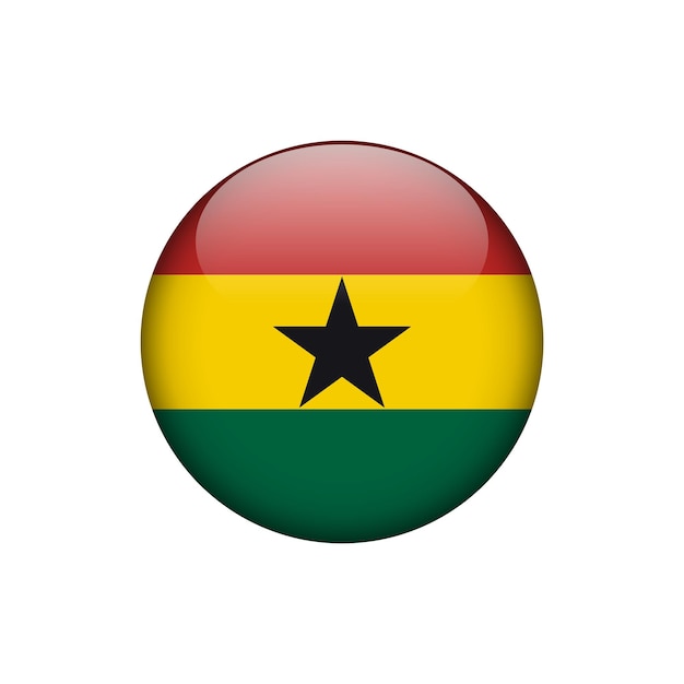 Ghana Flag Circle Button Vector Template