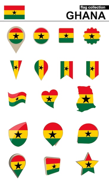 Vector ghana flag collection big set for design