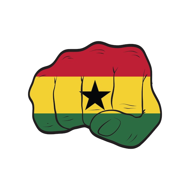 くいしばられた握りこぶしの強さの力の抗議の概念のガーナの旗
