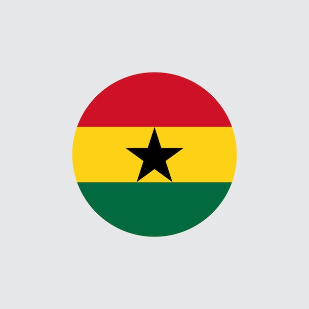Vettore bandiera del ghana icona rotonda distintivo o pulsante simbolo nazionale del ghana illustrazione vettoriale