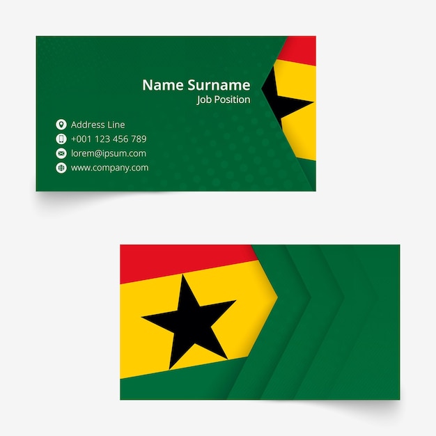 Ghana Flag Visitekaartje, standaard formaat (90x50 mm) visitekaartjesjabloon met afloop onder het knipmasker.