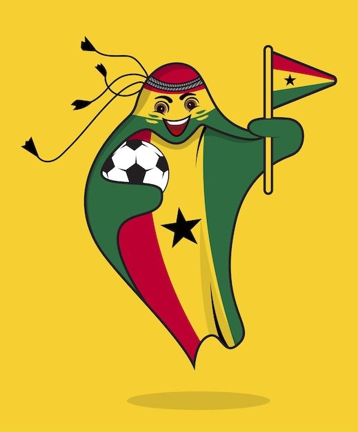 Ghana flag with mascot world cup vector.