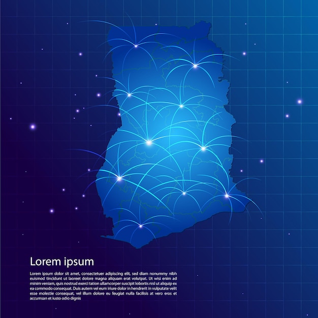 Vettore mappa della rete internet del ghana