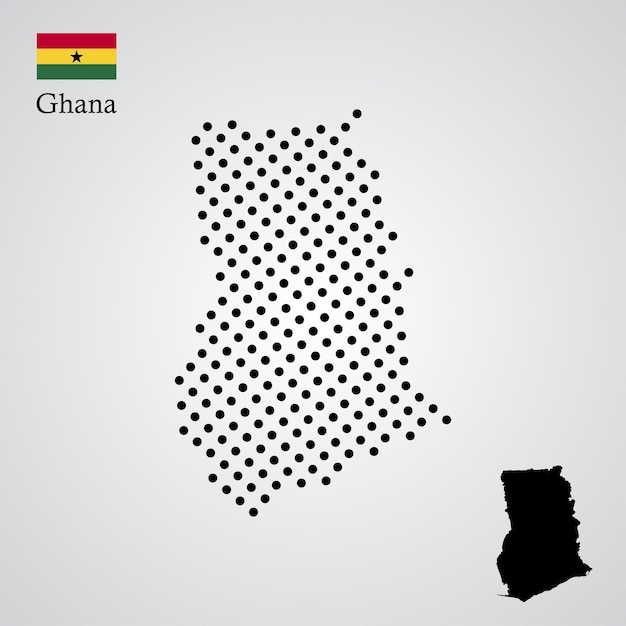 Mappa del ghana in silhouette a mezza tonalità