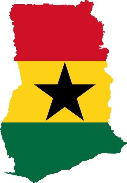 Ghana map with flag african cartography