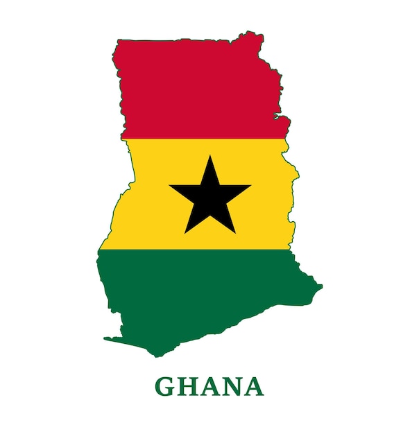 Ghana nationale vlag kaart ontwerp, illustratie van Ghana land vlag binnen de kaart