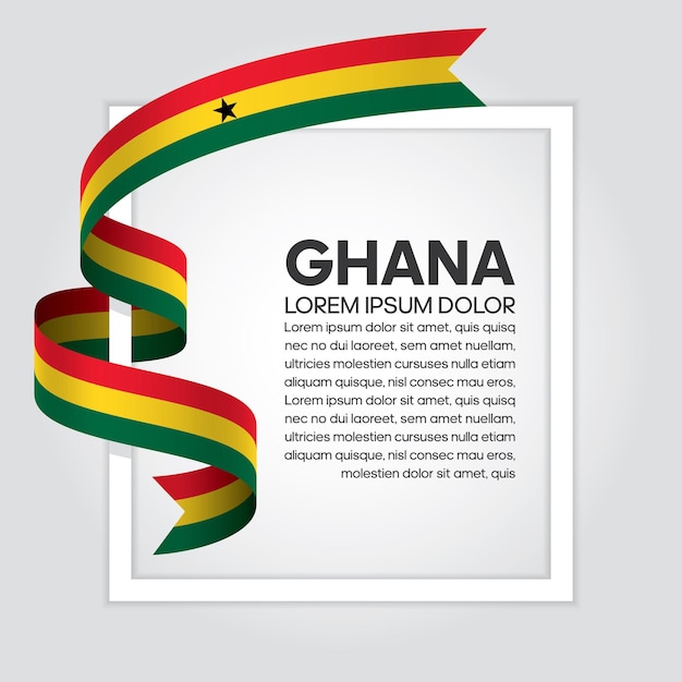 Ghana ribbon flag, vector illustration on a white background