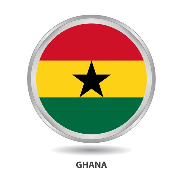 Ghana round flag design is used as badge, button, icon, wall painting