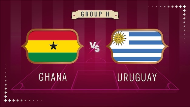 Vector ghana vs uruguay soccer world cup 2022 background field in strokes