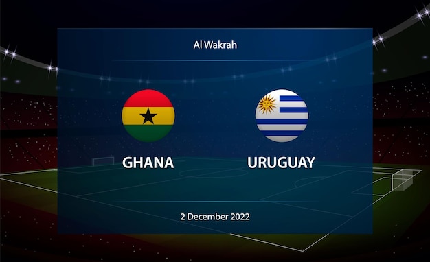 Ghana vs Uruguay Voetbal scorebord uitzending afbeelding