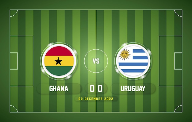 Чемпионат мира по футболу 2022 года между ганой и уругваем с табло и фоном стадиона